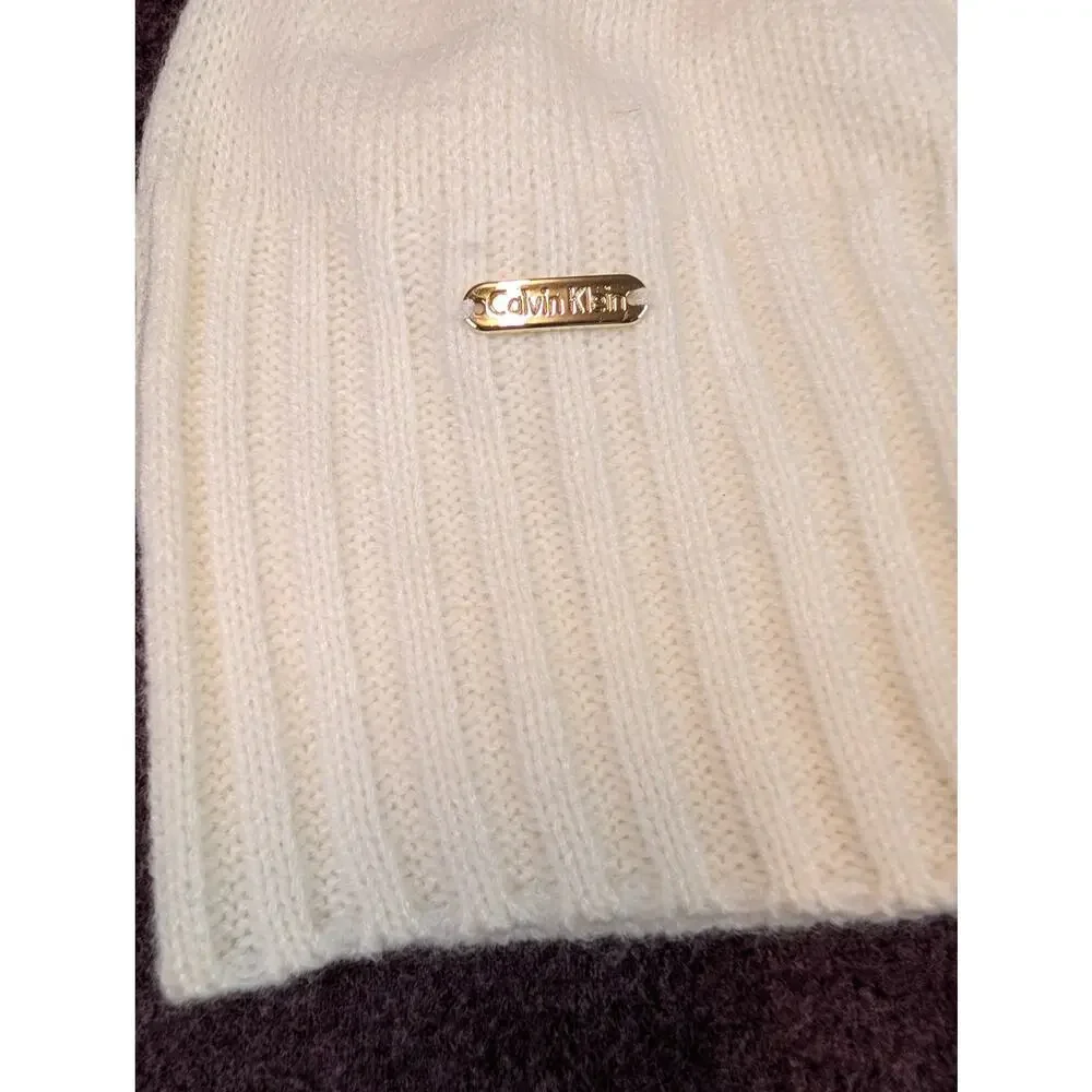 Women's Calvin Klein Beanie, Glove, Scarf Set - White